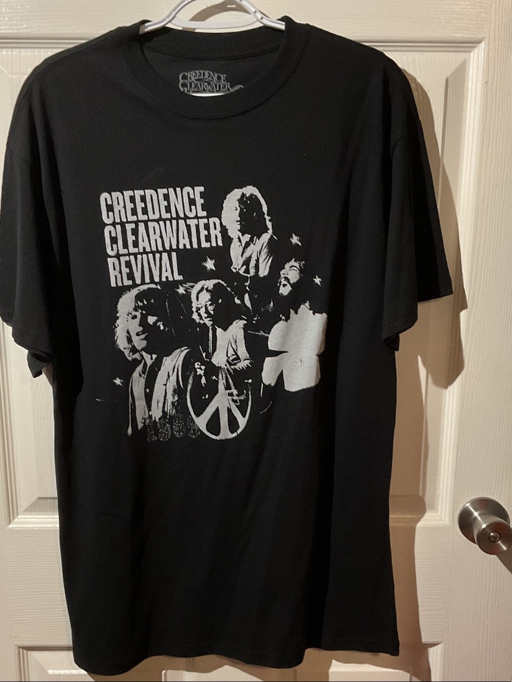 CCR Black Short Sleeve Band Tee with White Graphic
